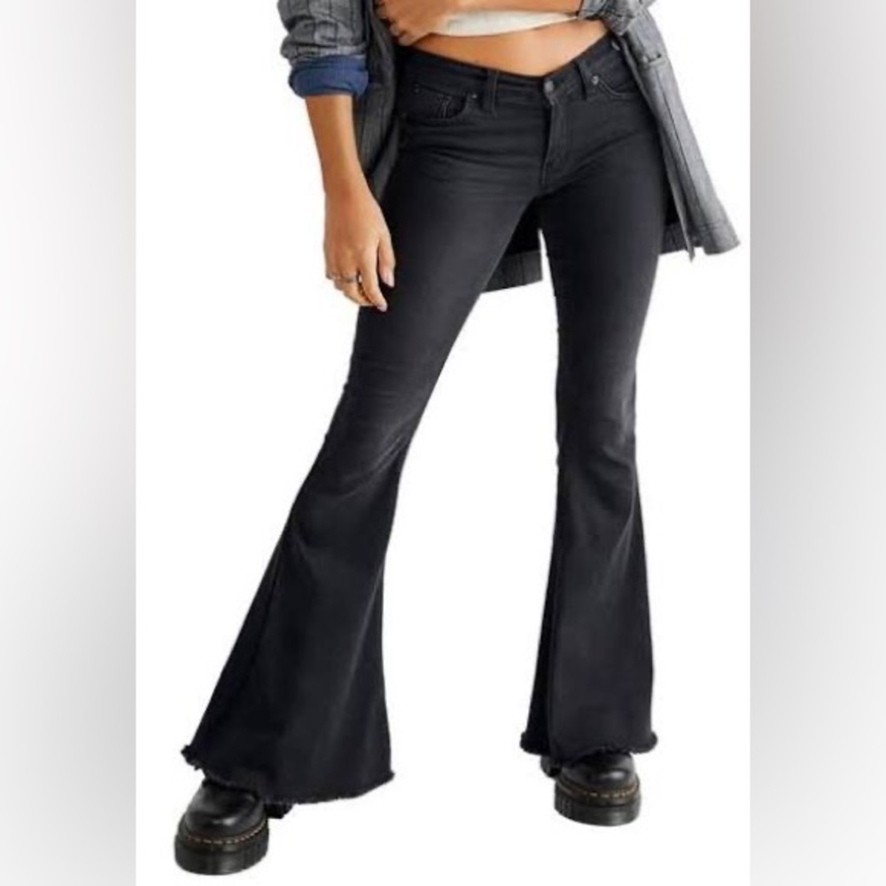 Free People super flare low rise black denim